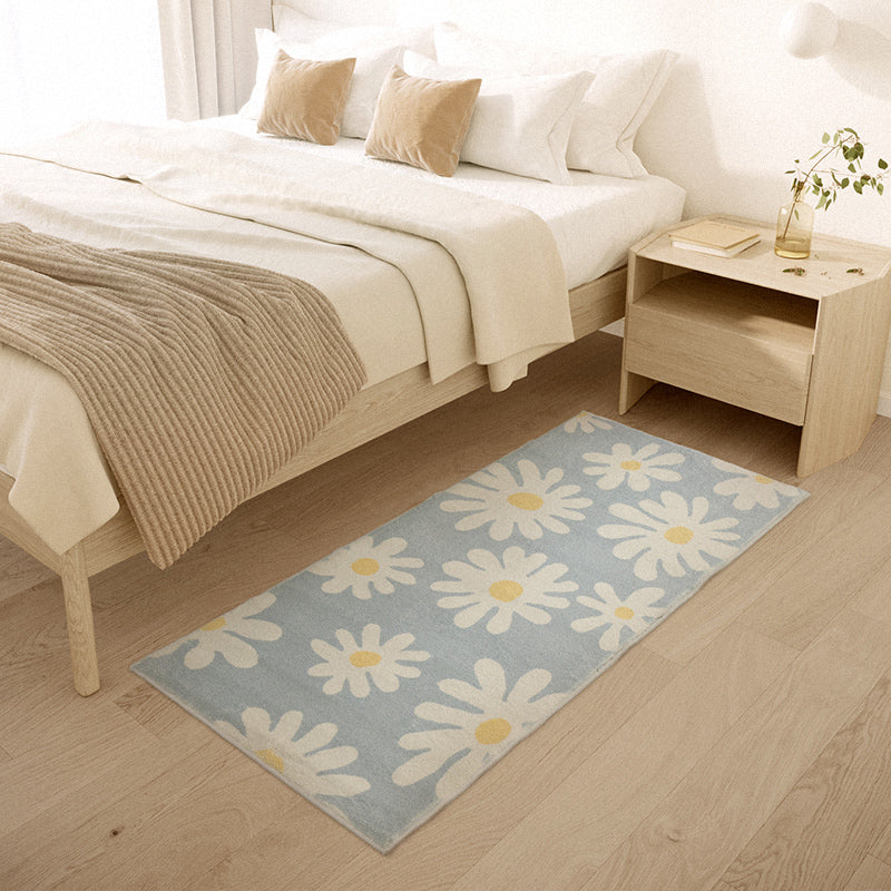 White Daisy Green and Blue Ground Bedroom Mat