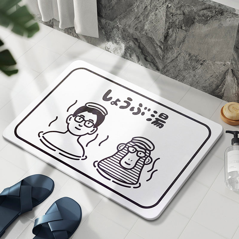 People And Monkey Bath Stone Mat