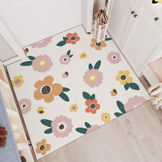 Artificial Leather Floral Entrance Door Mat - Feblilac® Mat