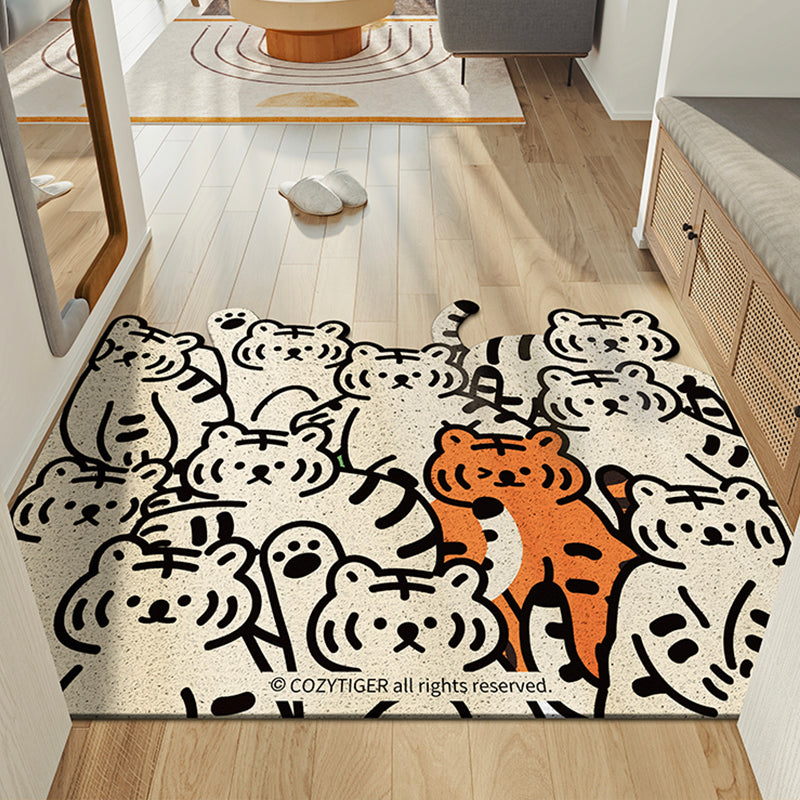 Cute Beige Tigers PVC Entrance Mat