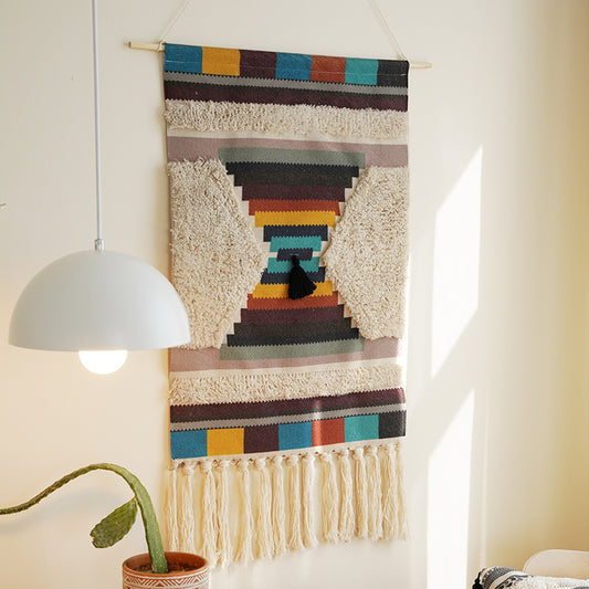 Feblilac Ethinc Style Geometric Tassel Tufted Tapestry