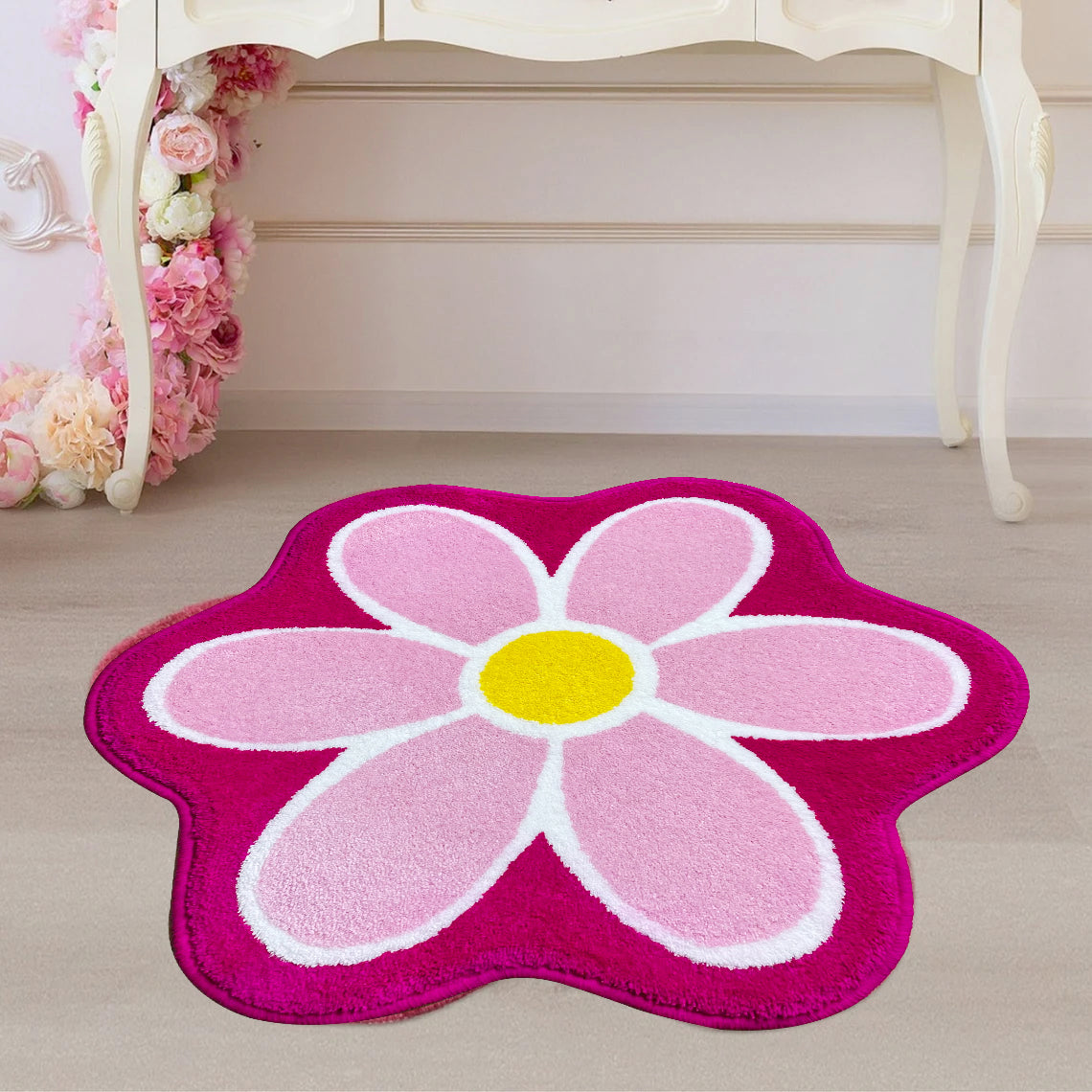 Feblilac Lovely Pink Daisy Flower Bathroom Mat Area Rug - Feblilac® Mat