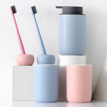 Pink and Blue Bathroom Dispenser Mug Set