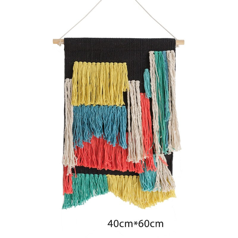 Feblilac Simple Geometric Tassel Tufted Tapestry