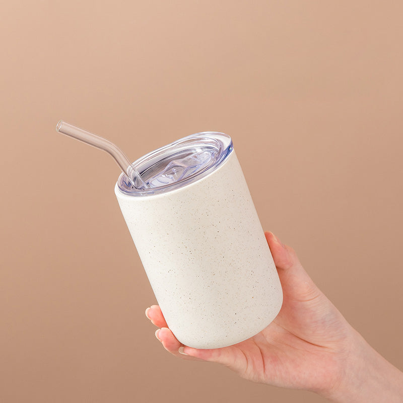 Ceramic Mug with Straw | Solid Color