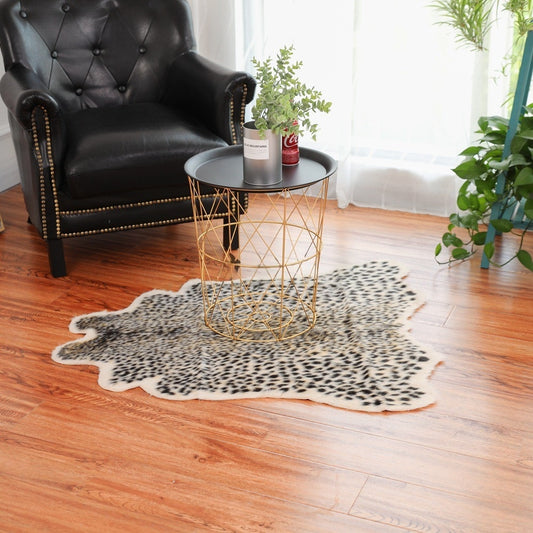 Feblilac Irregular Leopard Style Artificial Furs Area Rug