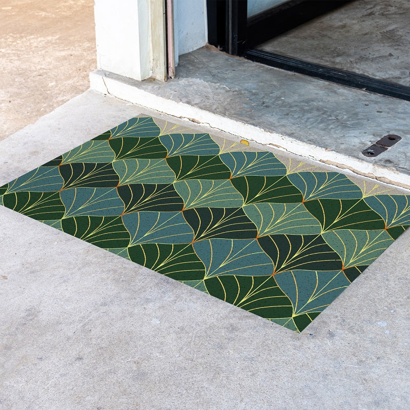 Feblilac Green Abstract Leaves Door Mat Mom‘s Day Gift