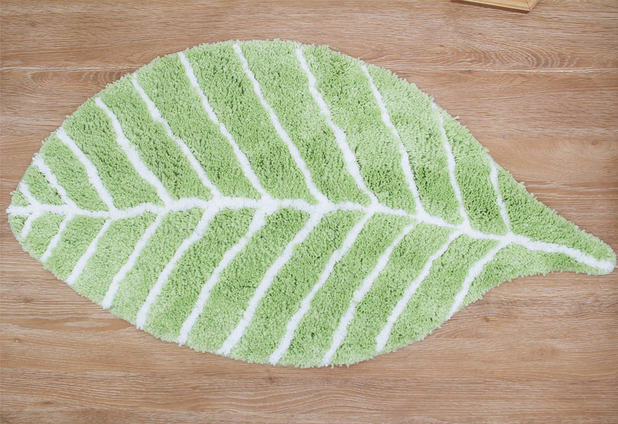 Feblilac Soft Green Leaves Bathroom Rug - Feblilac® Mat