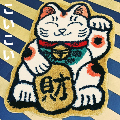 Feblilac Japanese Style Fortune Cat Bathroom Mat 70x93cm - Feblilac® Mat