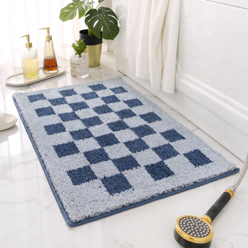 Feblilac Smog Blue and White Checkerboard Ultra Soft Bathroom Rug - Feblilac® Mat