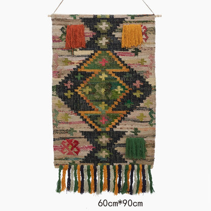 Feblilac Simple Geometric Tassel Tufted Tapestry