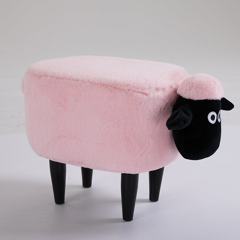 Feblilac Sean Plush Faux Fur Sheep Foot Stool