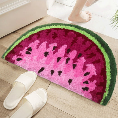 Feblilac Semi-Circular Watermelon Tufted Bathmat
