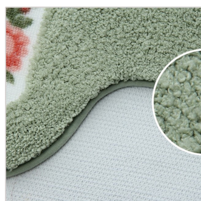 Feblilac Square Flower Tufted Toilet U-Shaped Floor Bathroom Mat