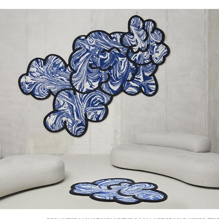 Feblilac Blue Irregular Cloud Living Room Carpet - view 4