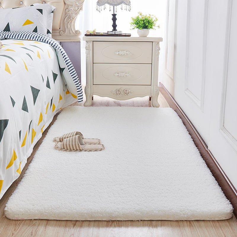 Feblilac Solid White Tufted Living Room Carpet Bedroom Mat