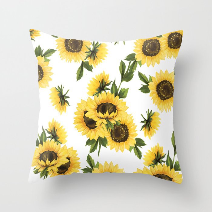 Feblilac Square Poly Yellow Sunflower Throw Pillow Covers Cushion covers