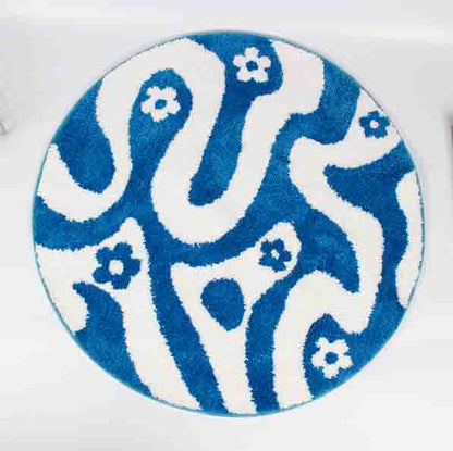 Feblilac Round Dizzy Flower Bath Area Mat 31"x31", 80cmx80cm - Feblilac® Mat