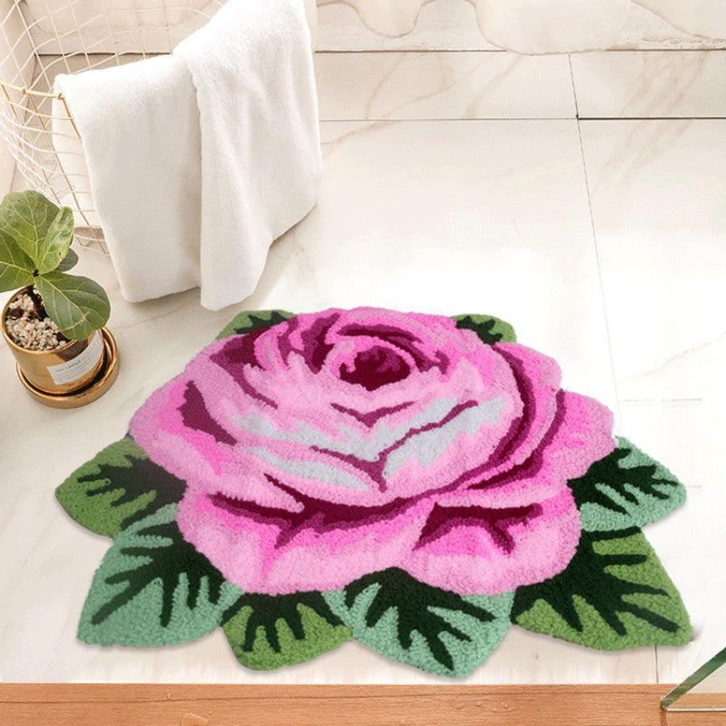 Feblilac Pink Rose Tufted Bathmat