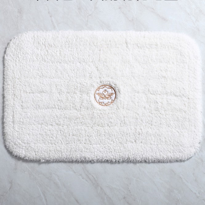 Feblilac Rectangular Solid Swan Embroidery Tufted Bath Mat - view 3
