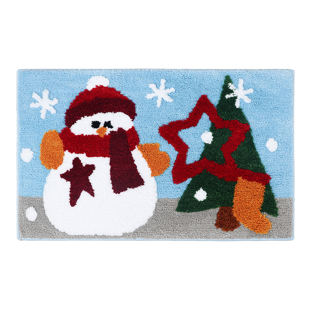 Feblilac Merry Christmas Tree and Happy Santa Claus Snowman Bath Mat - Feblilac® Mat