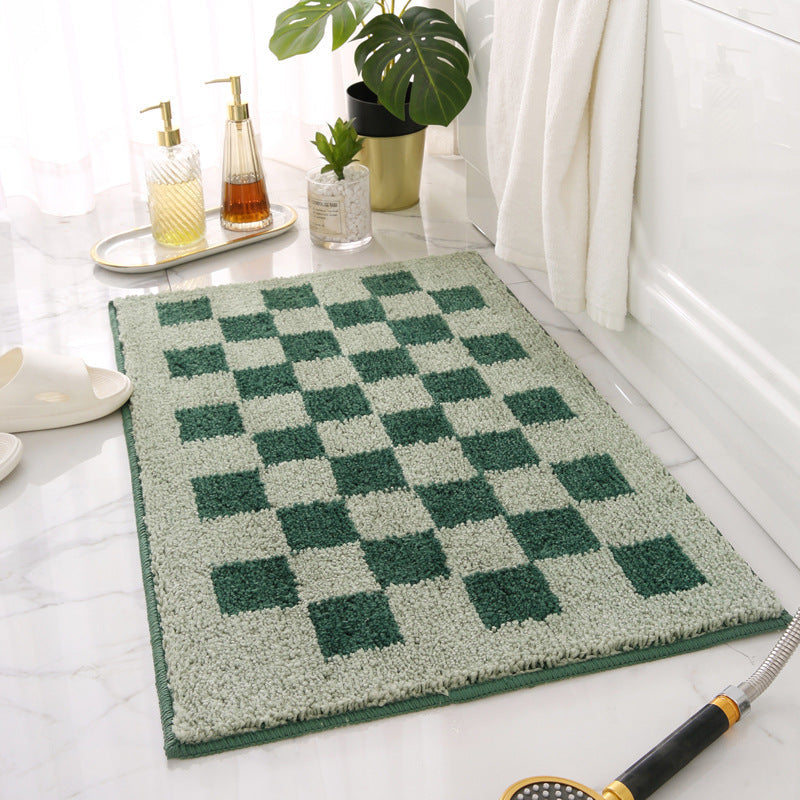 Feblilac Smog Blue and White Checkerboard Ultra Soft Bathroom Rug - Feblilac® Mat