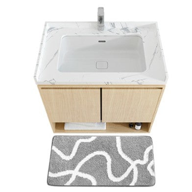Feblilac Gray Geometric Pattern Tufted Bathroom Mat Toilet U-Shaped Floor Mat
