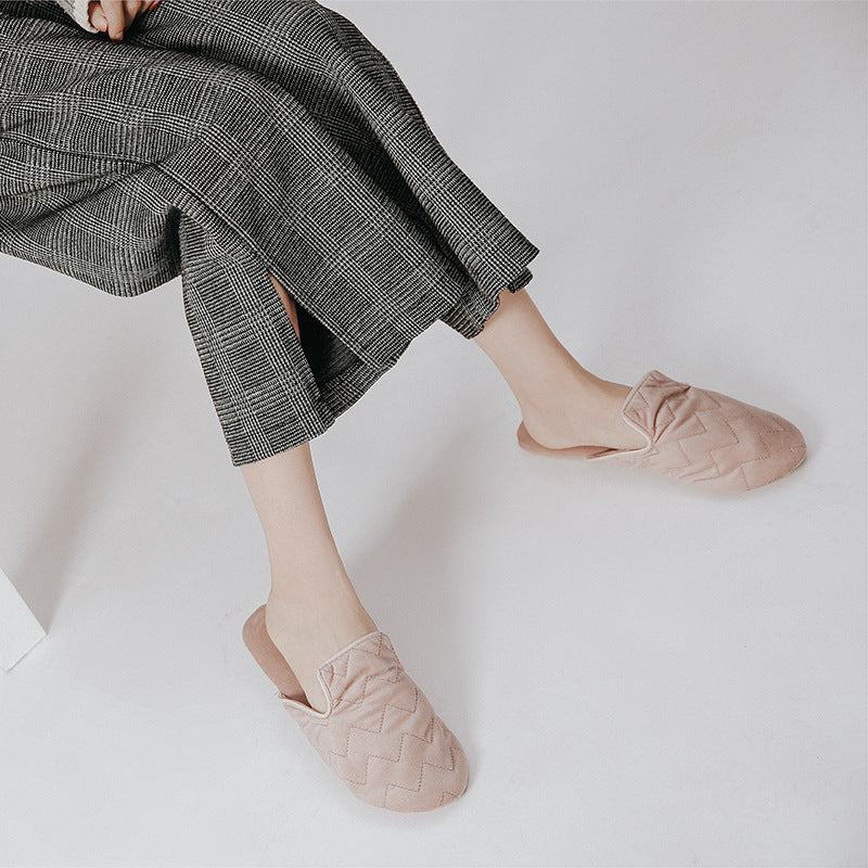 Simple Pink Slippers, Non-Slip Rubber Backing Mules