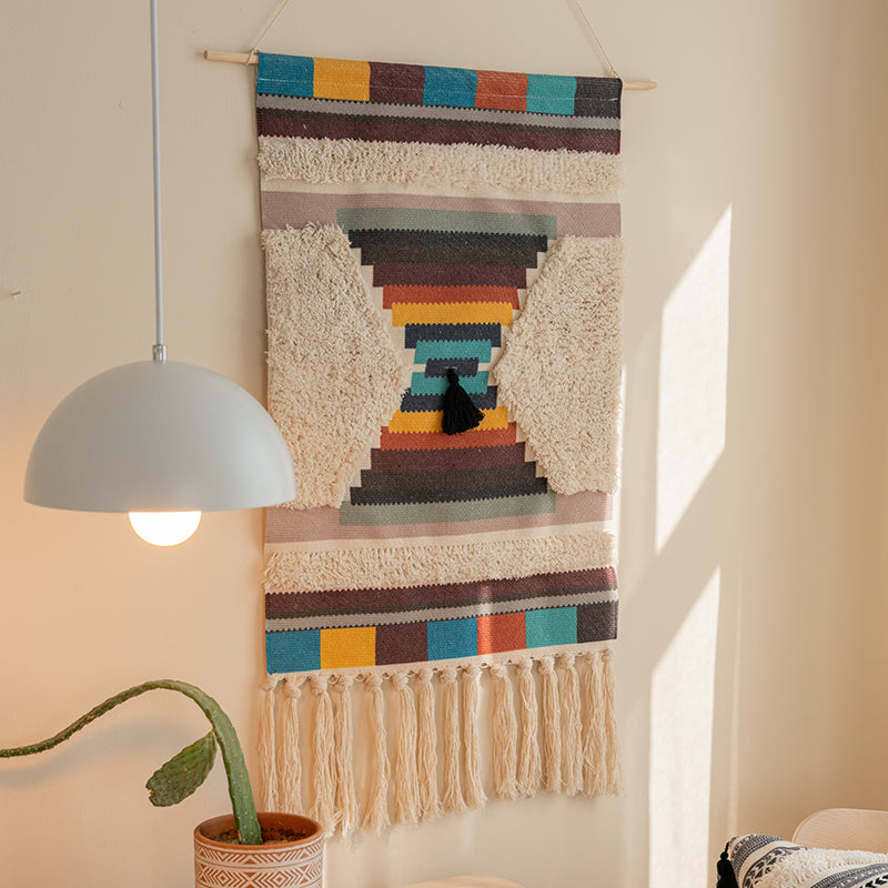 Feblilac Geometric Tassel Tufted Tapestry