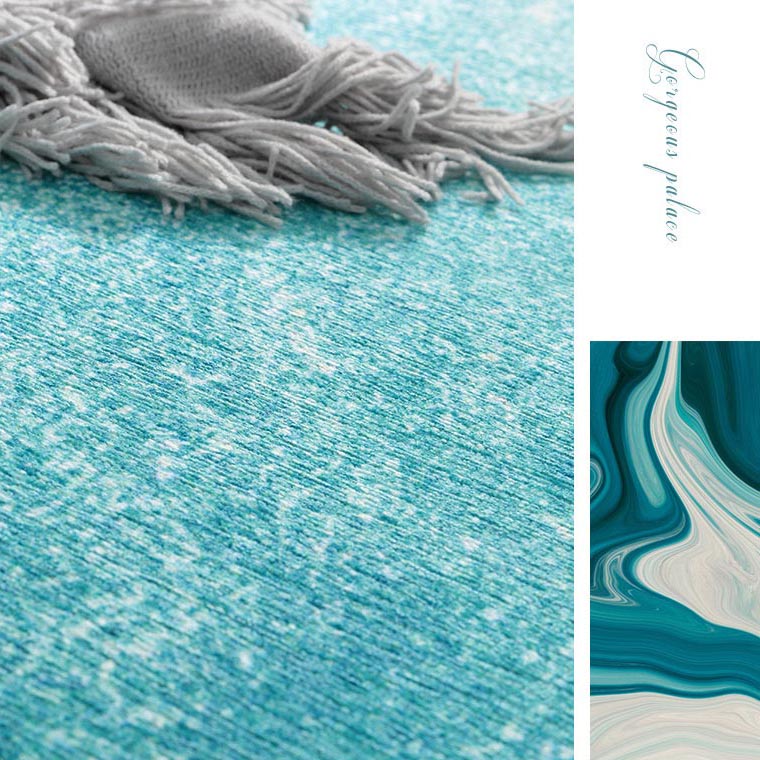Feblilac Abstract Golden Cloud and Blue Sky Mat Rug Carpet - Feblilac® Mat