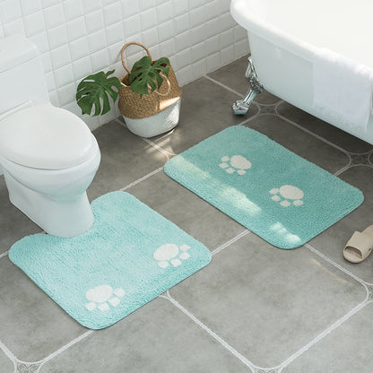 Feblilac Cat Paw Tufted Bathroom Mat Toilet U-Shaped Floor Mat
