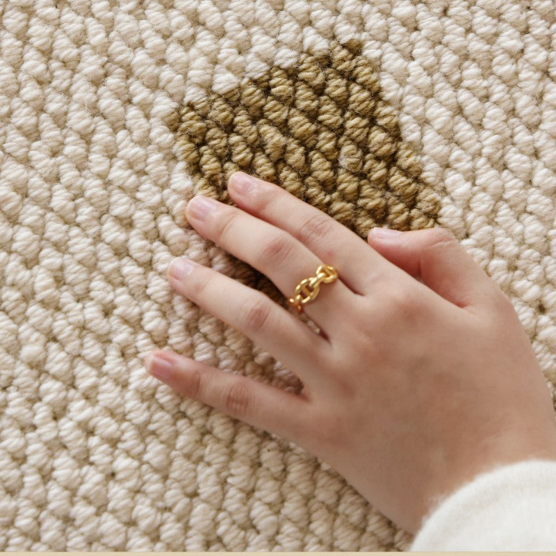 Feblilac Rectangular Square Geometric Pattern Living Room Wool Carpet