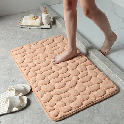 Feblilac Solid Cobblestone Coral Fleece Bathmat