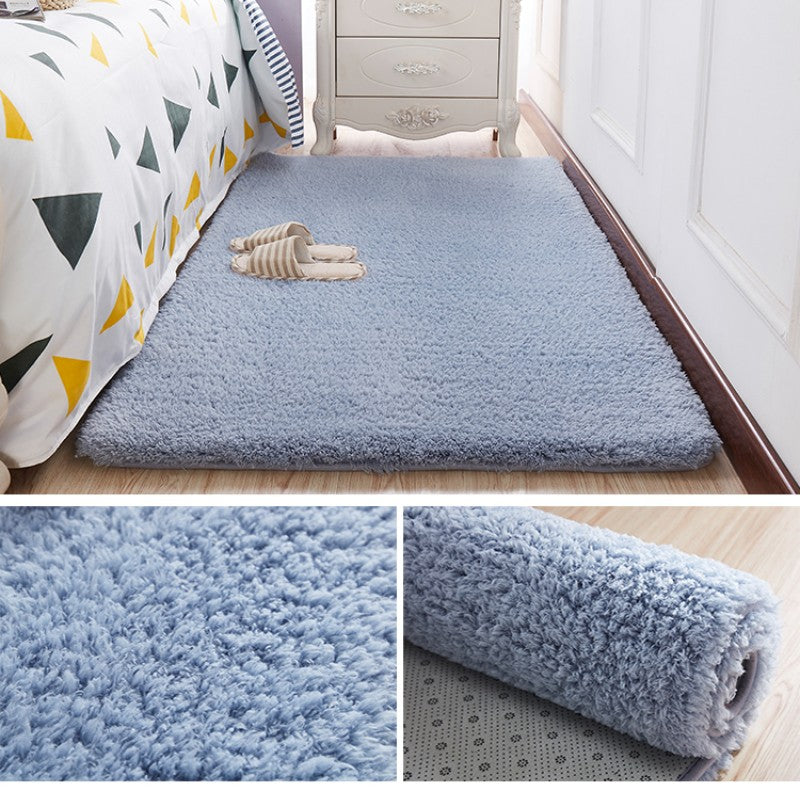 Feblilac Solid Blue Tufted Living Room Carpet Bedroom Mat
