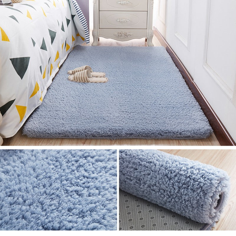 Feblilac Solid Blue Tufted Living Room Carpet Bedroom Mat - view 2