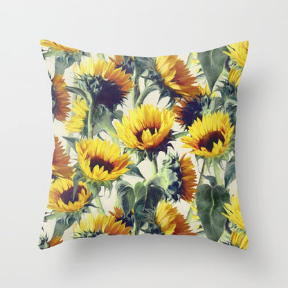 Feblilac Square Poly Yellow Sunflower Throw Pillow Covers Cushion covers