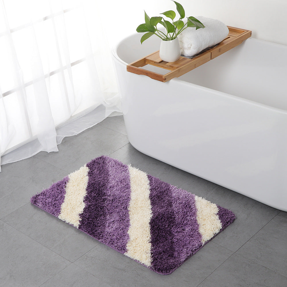 Feblilac Blue/Black/Green/Red/Brown/Purple and White Stripe Geometric Pattern Ultra Soft Bathroom Rug - Feblilac® Mat