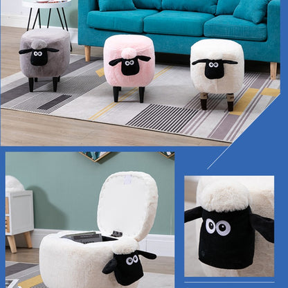 Feblilac Sean Plush Faux Fur Sheep Foot Stool