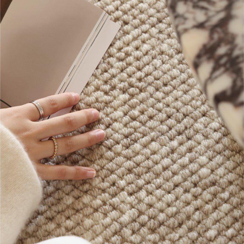 Feblilac Rectangular Simple Camel Living Room Wool Carpet