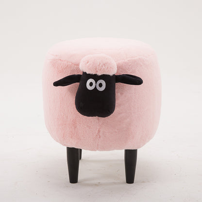 Feblilac Sean Plush Faux Fur Sheep Foot Stool