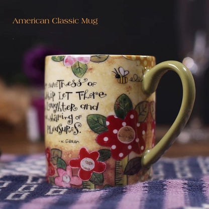 Feblilac Sunflower and Animal Coffee Mug Latte Milk Tea Ceramic Cup Mugs