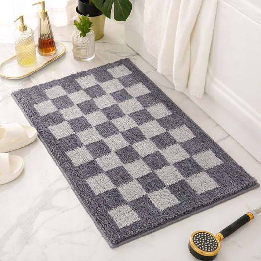 Feblilac Grey and White Checkerboard Ultra Soft Bathroom Rug - Feblilac® Mat