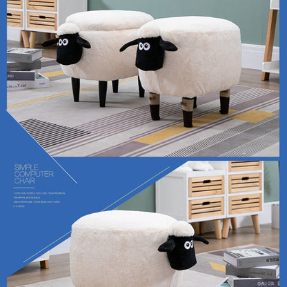 Feblilac Sean Plush Faux Fur Sheep Foot Stool