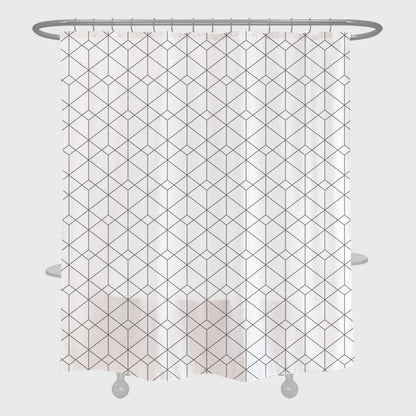 Grey White Grid Check Pattern Shower Curtain