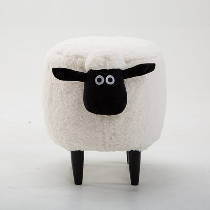 Feblilac Sean Plush Faux Fur Sheep Foot Stool