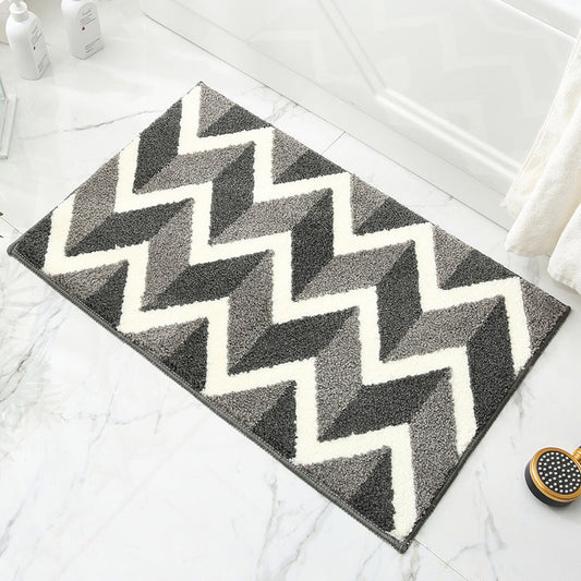 Feblilac Abstract Grey and White Geometric Leaves Bath Mat - Feblilac® Mat