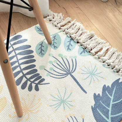 Feblilac Japanese Leaves Cotton Woven Bedroom Mat
