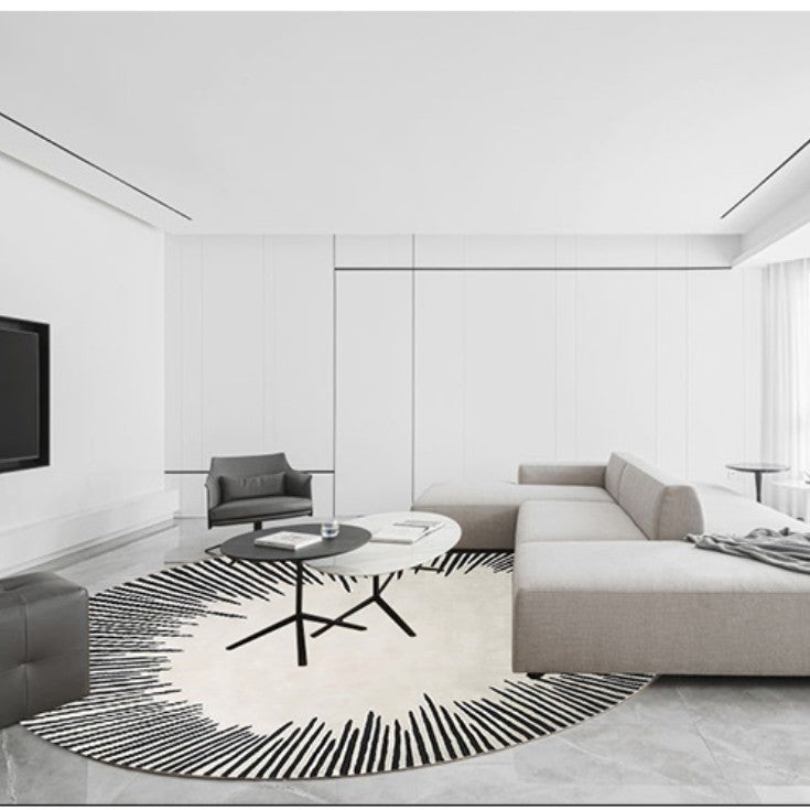 Feblilac Oval Minimalist Lines Living Room Carpet
