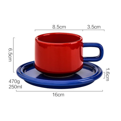 Nordic Style Ceramic Mug with Saucer, Multiple Colors Available