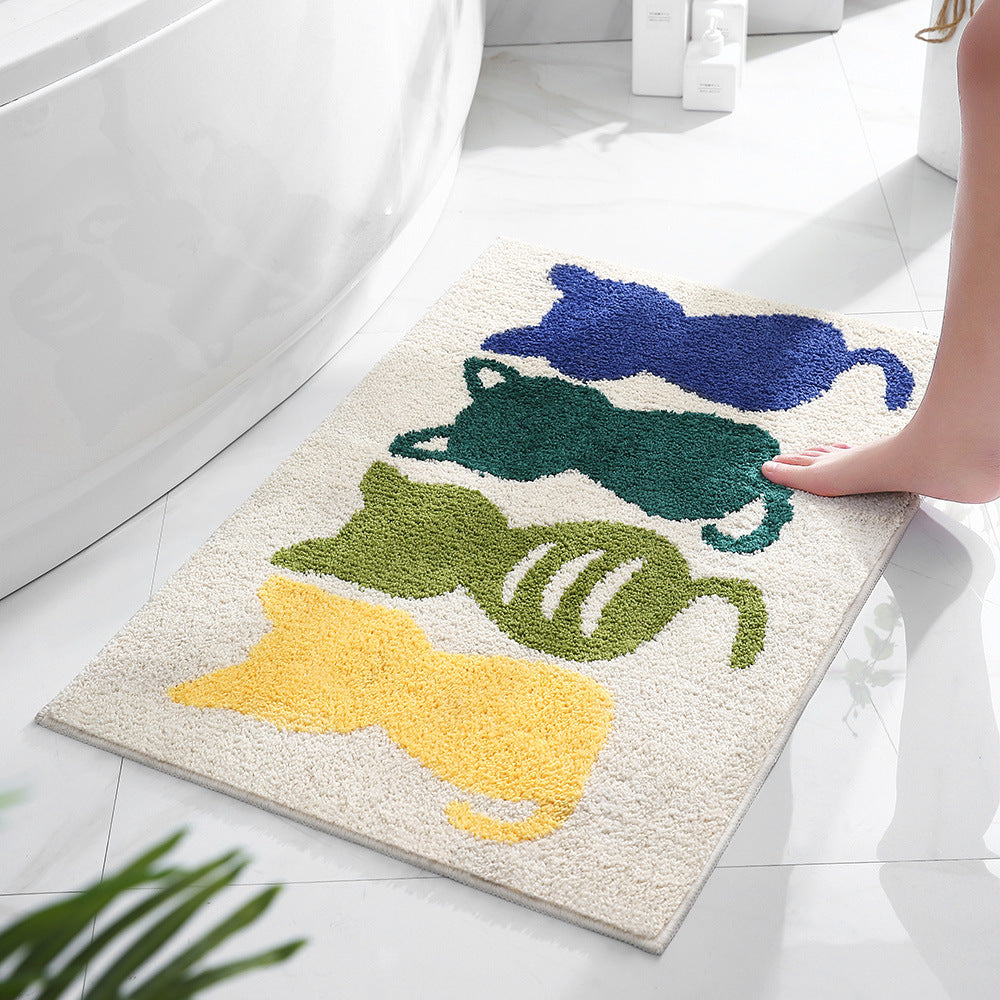 Four Cats Bathroom Rug, Non-Slip and Washable - Feblilac® Mat